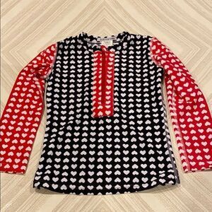 Submarine Black, Red & White Heart Zip-up Top